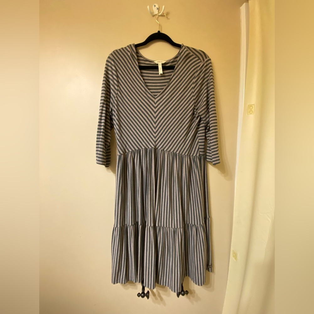 Matilda Jane Charcoal and Light Gray Striped Dress